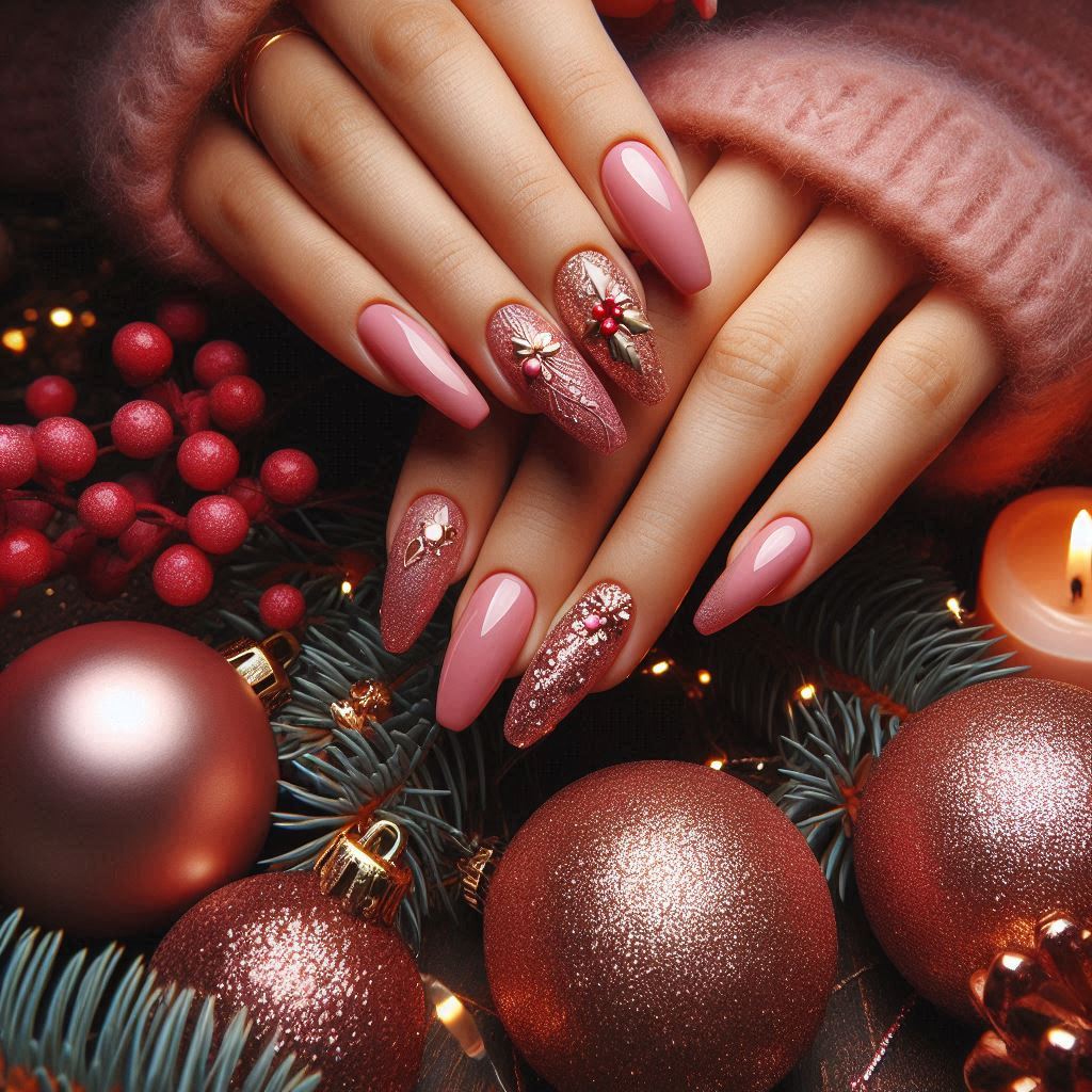 21 Pink Christmas Nail Trends to Try in 2024